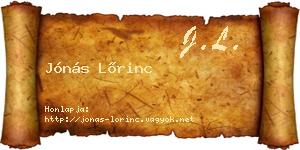 Jónás Lőrinc névjegykártya